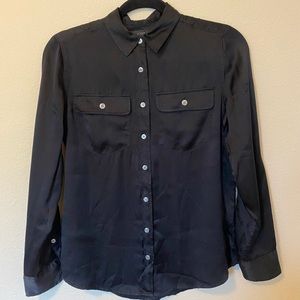 Silk Button Down Long Sleeve Shirt